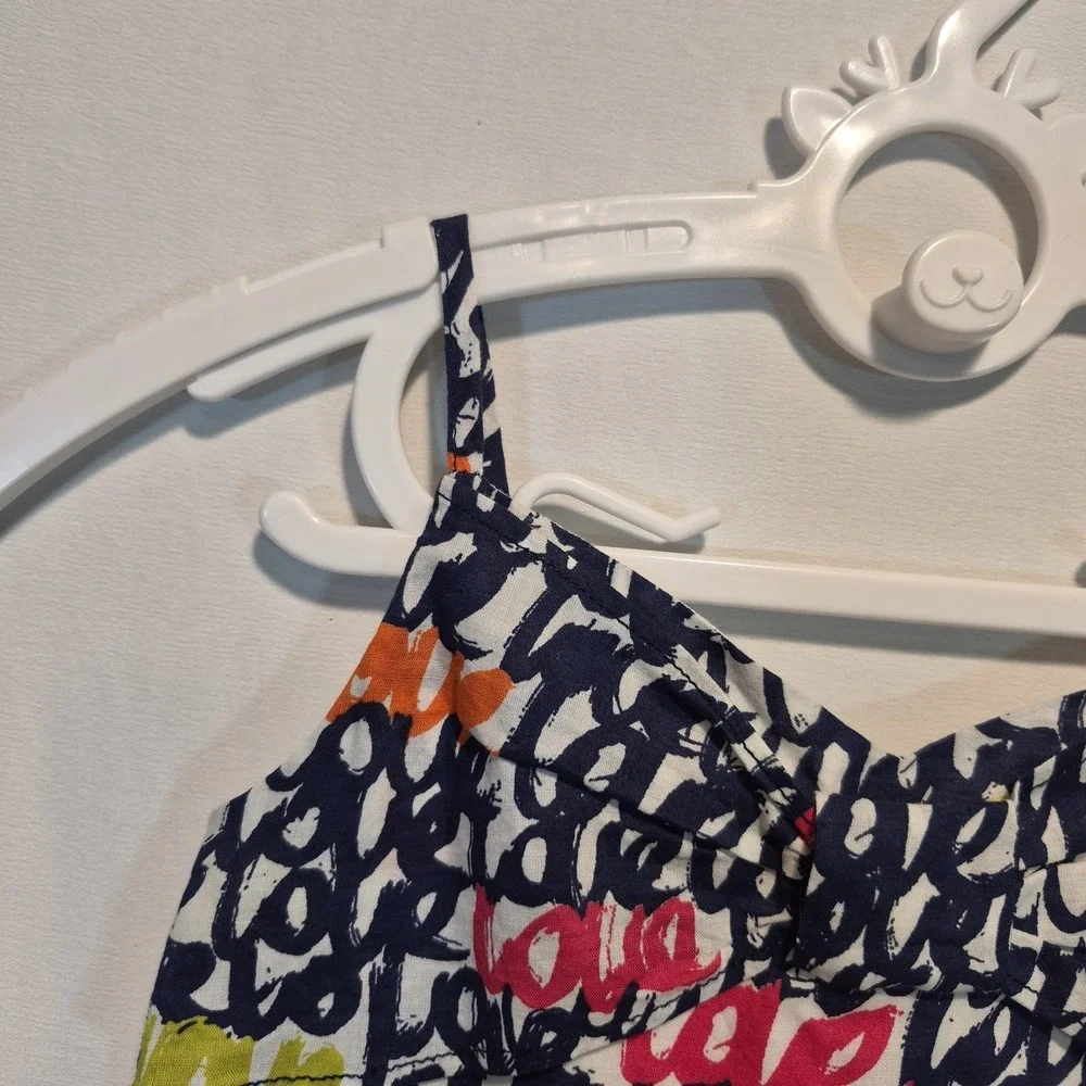 Girls XS Gap Sundress Whimsical Twee Graphic Print Skater Script Print Novelty‎